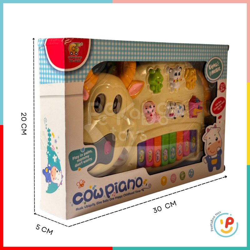 Đồ chơi đàn piano hình bò sữa có đèn và âm thanh tiếng kêu động vật 6600