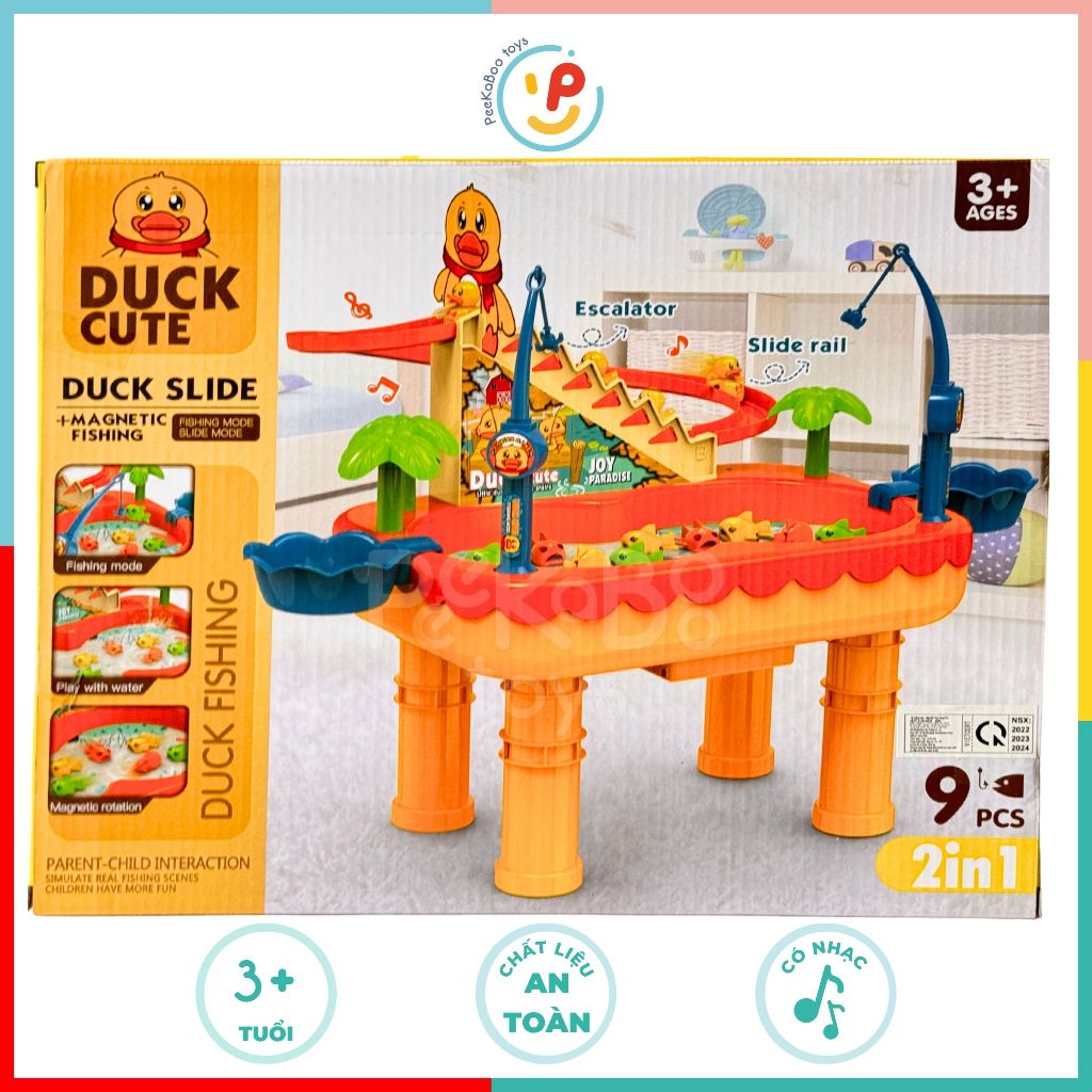 Đồ chơi hồ câu cá nam châm có cầu trượt chú vịt leo thang 7721 PeeKaPaw Toys