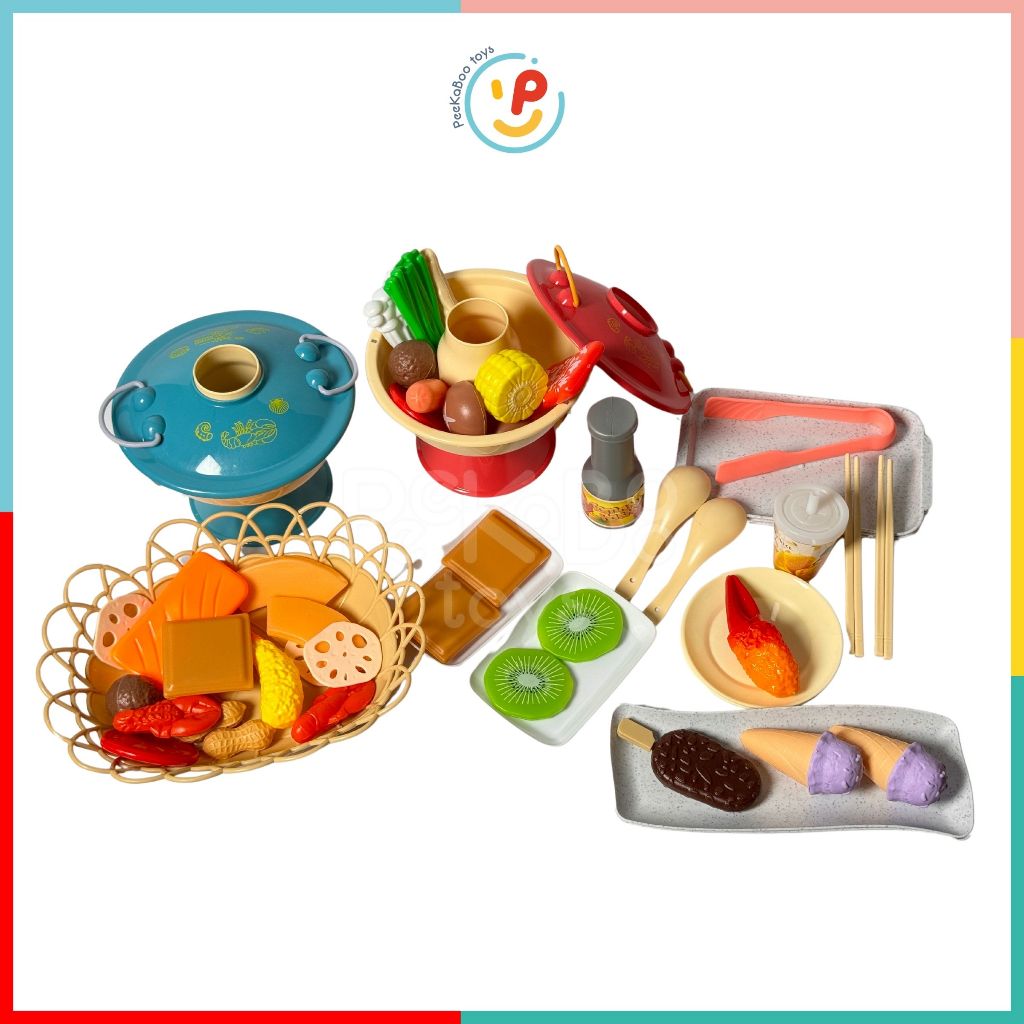 Bộ đồ chơi nấu ăn nồi lẩu buffet 90 chi tiết cho bé mô phỏng nhà hàng 20C2 PeeKaPaw Toys