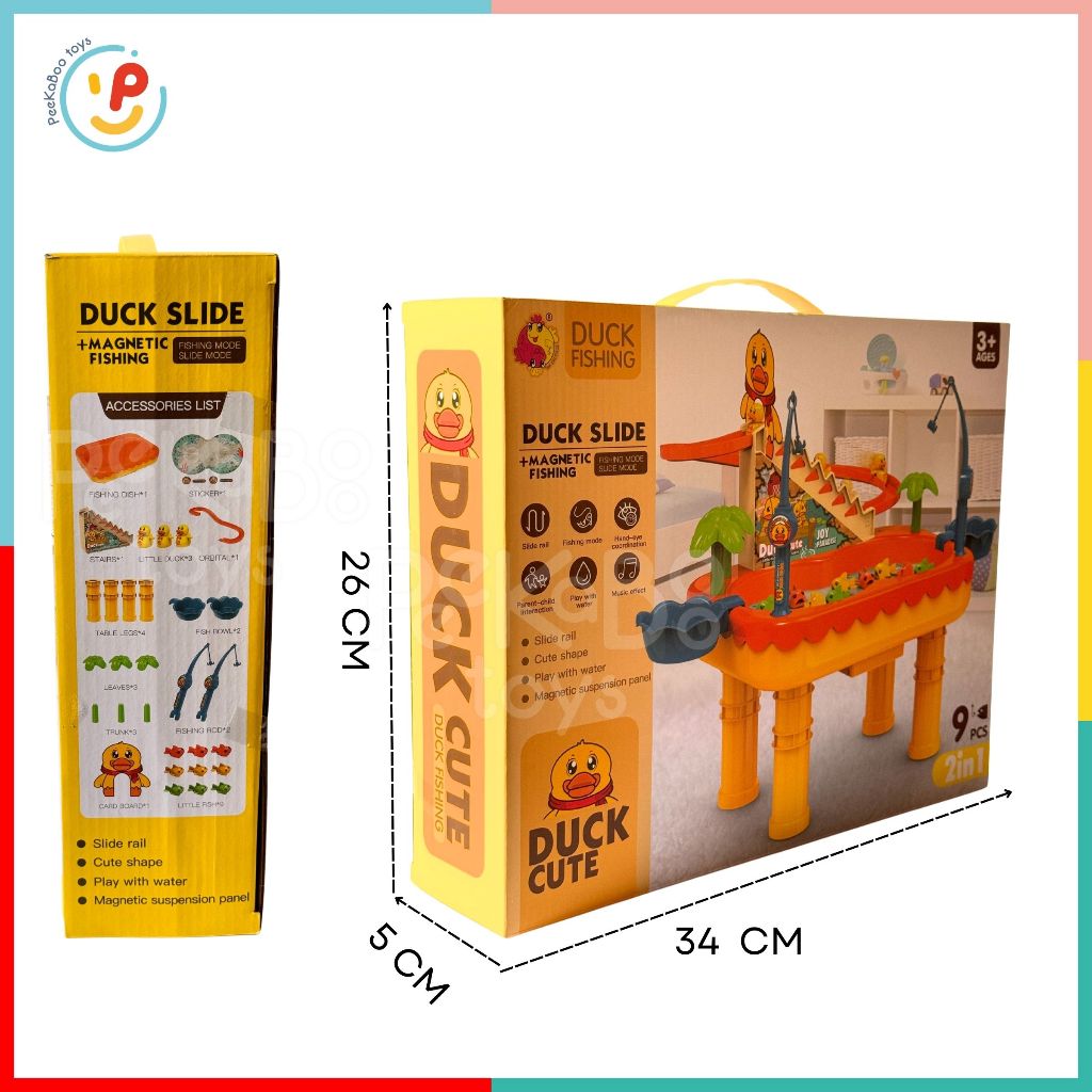Đồ chơi hồ câu cá nam châm có cầu trượt chú vịt leo thang 7721 PeeKaPaw Toys