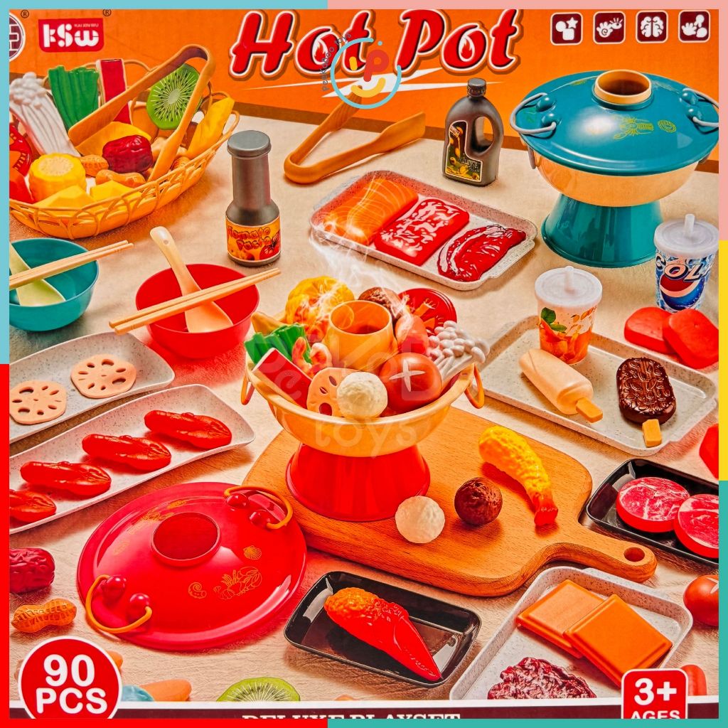 Bộ đồ chơi nấu ăn nồi lẩu buffet 90 chi tiết cho bé mô phỏng nhà hàng 20C2 PeeKaPaw Toys