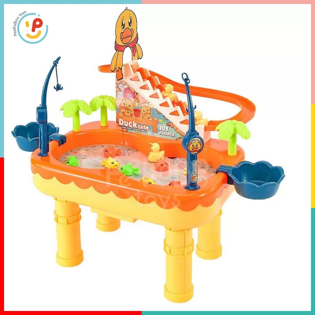 Đồ chơi hồ câu cá nam châm có cầu trượt chú vịt leo thang 7721 PeeKaPaw Toys