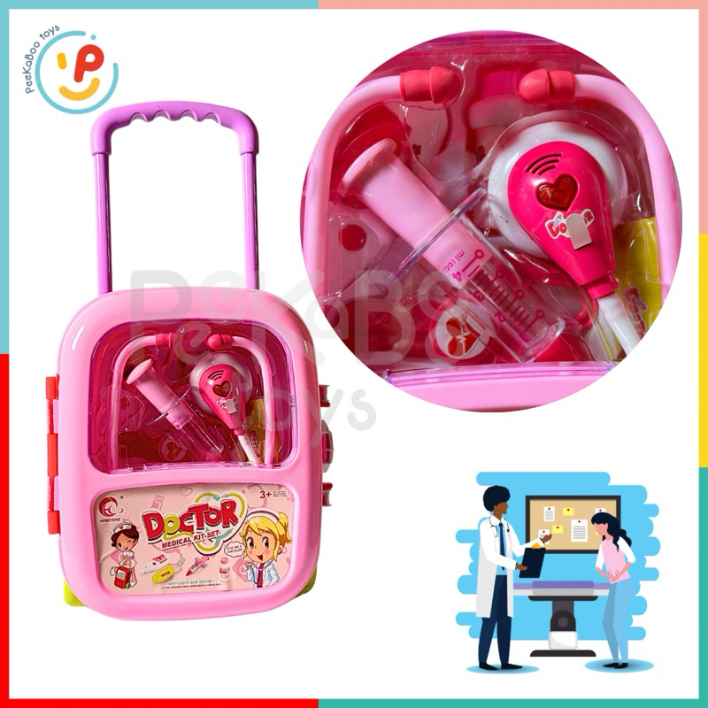 Đồ chơi nhập vai Bác Sĩ vali kéo có đèn nhiều chi tiết 8810 PeeKaPaw Toys