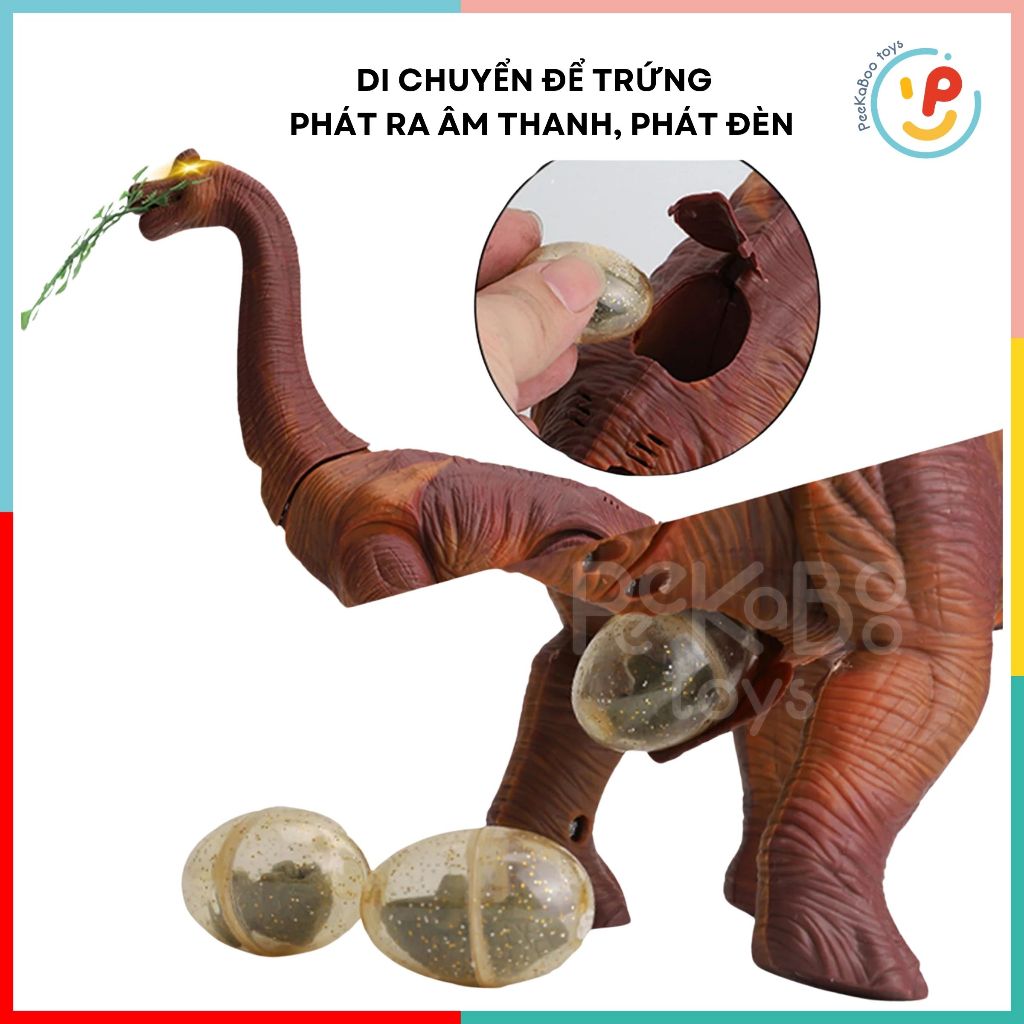 Đồ chơi Khủng long cổ dài ăn cỏ đẻ trứng CÓ ÂM THANH 6626 Rong Kai PeeKaPaw Toys