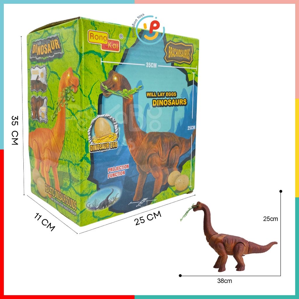 Đồ chơi Khủng long cổ dài ăn cỏ đẻ trứng CÓ ÂM THANH 6626 Rong Kai PeeKaPaw Toys