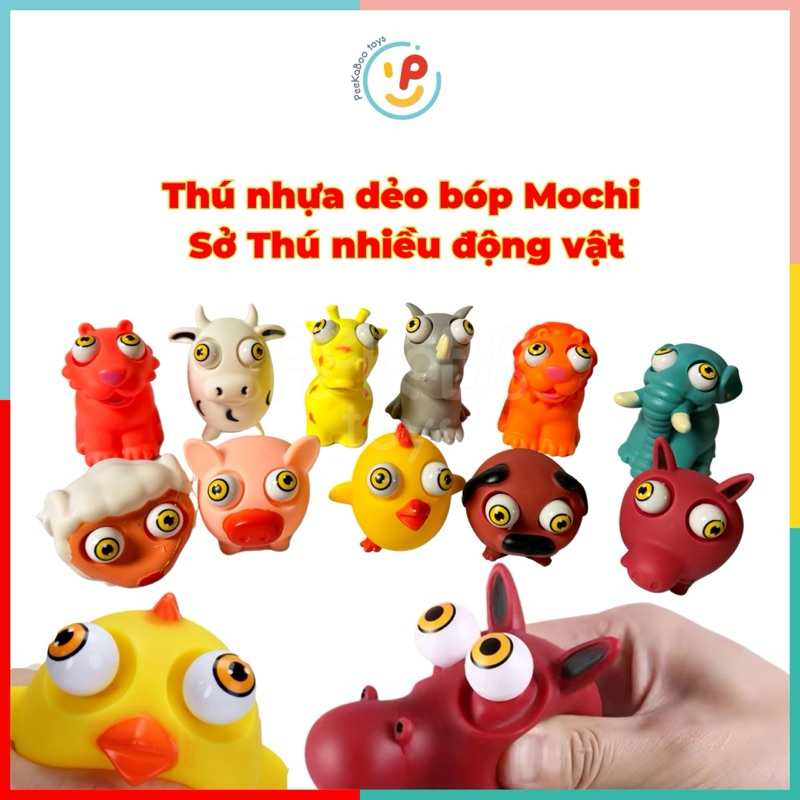 Đồ chơi thú nhựa dẻo bóp Mochi bouncy cao su silicon Sở Thú nhiều động vật