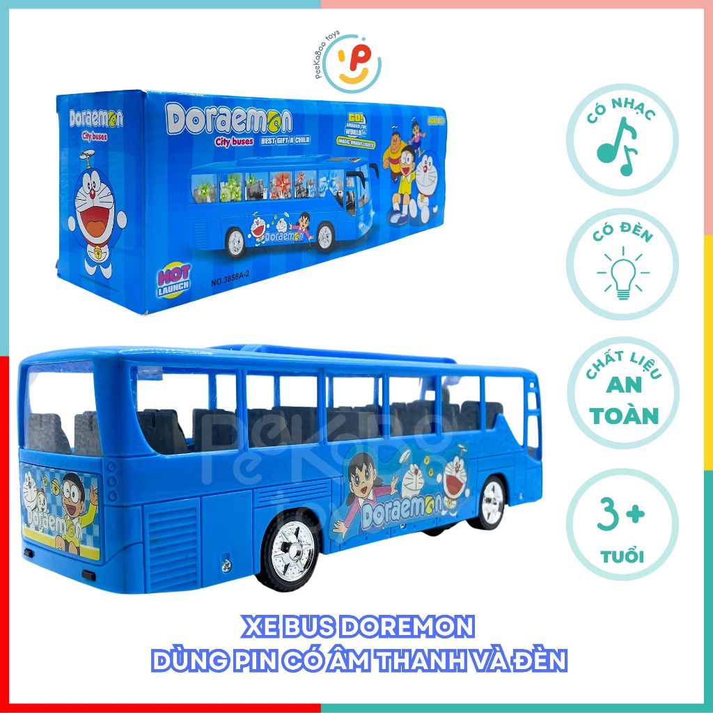 Đồ chơi xe buýt dùng pin có âm thanh và đèn 3858A-2 PeeKaPaw Toys