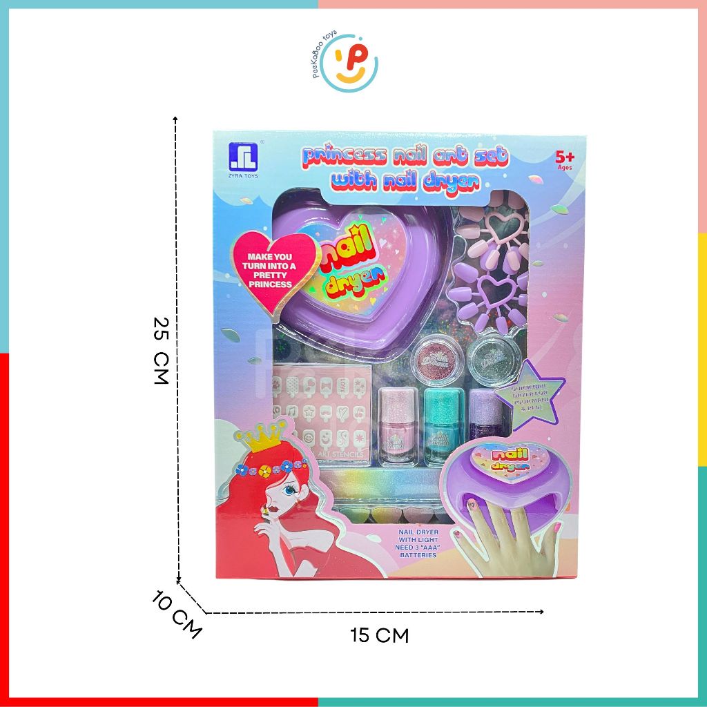 Đồ chơi làm đẹp cho bé bộ có máy hơ móng tay 2106 dùng pin có đèn sơn móng tay sticker kim tuyến móng giả