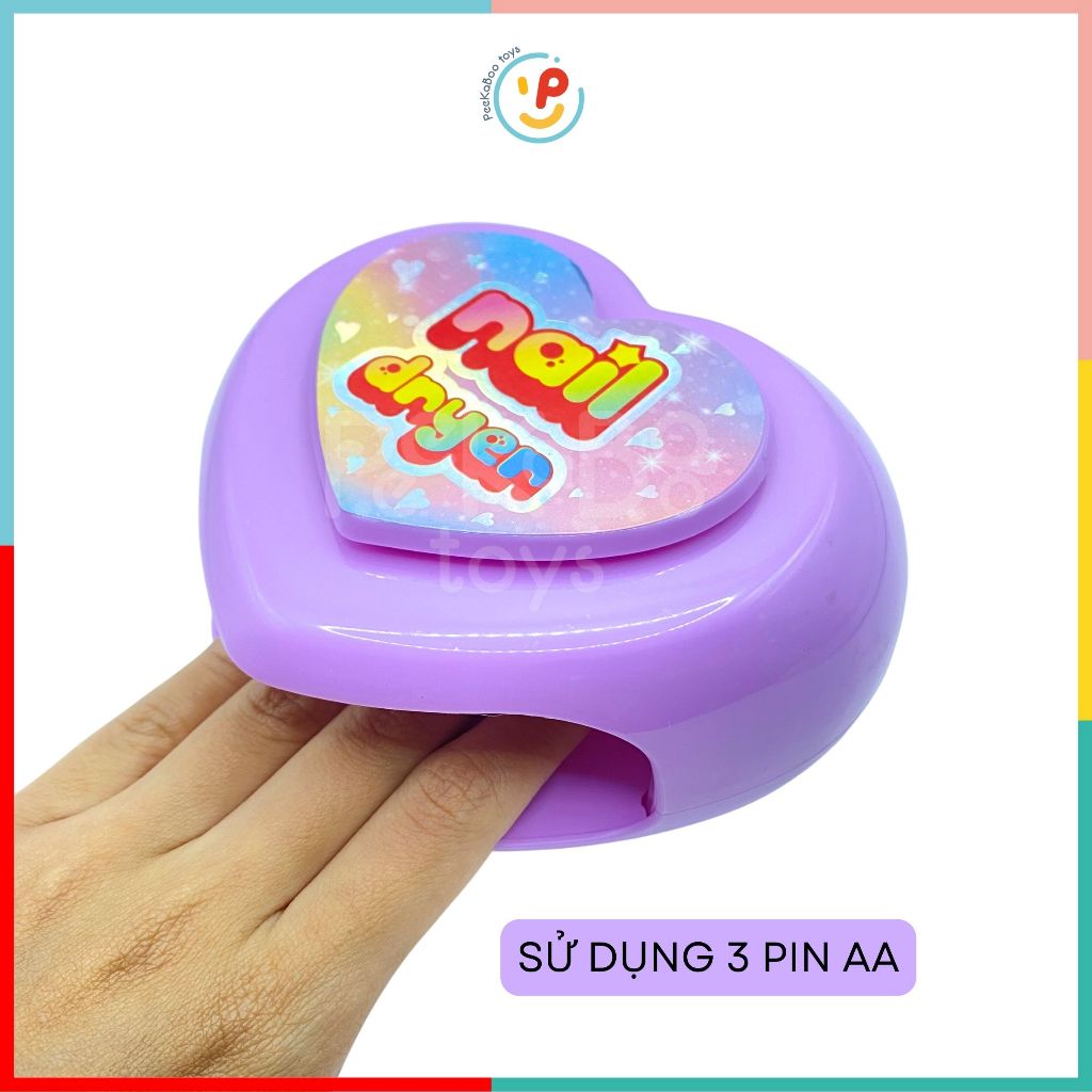 Đồ chơi làm đẹp cho bé bộ có máy hơ móng tay 2106 dùng pin có đèn sơn móng tay sticker kim tuyến móng giả