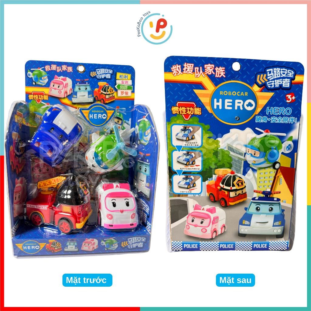 Hộp 4 xe Poli Robo Car chạy trớn 868-23 PeeKaPaw Toys