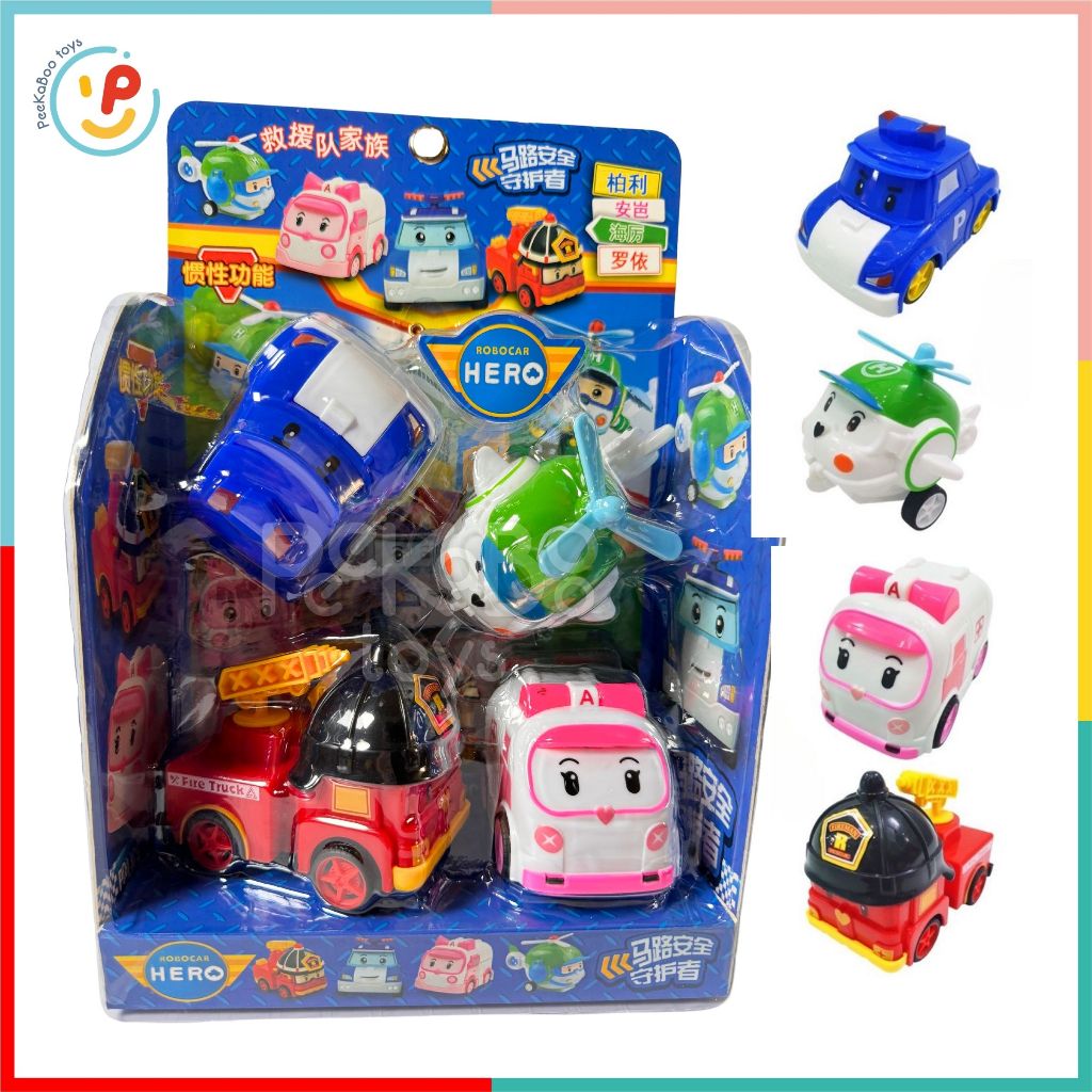 Hộp 4 xe Poli Robo Car chạy trớn 868-23 PeeKaPaw Toys
