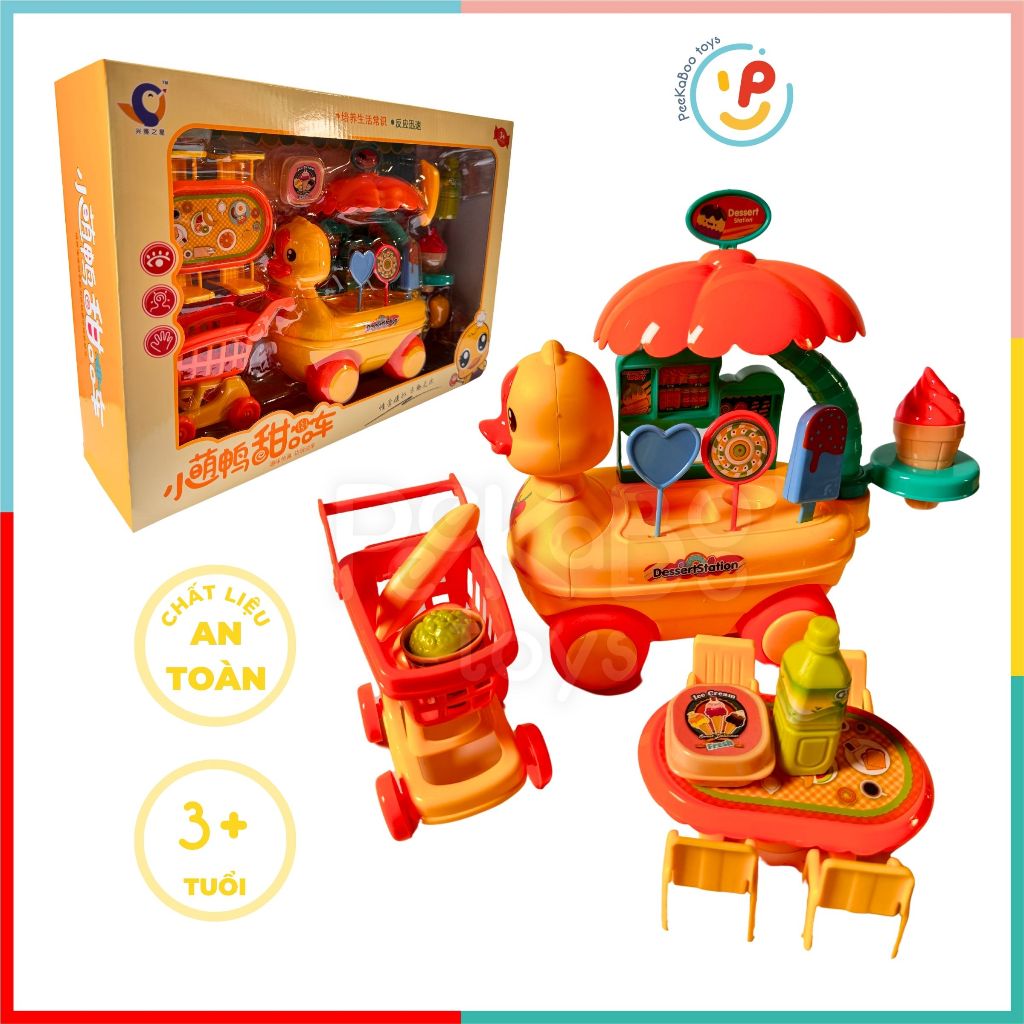 Đồ chơi xe kem Vịt Vàng xe đẩy siêu thị 328-50 Peekabootoys