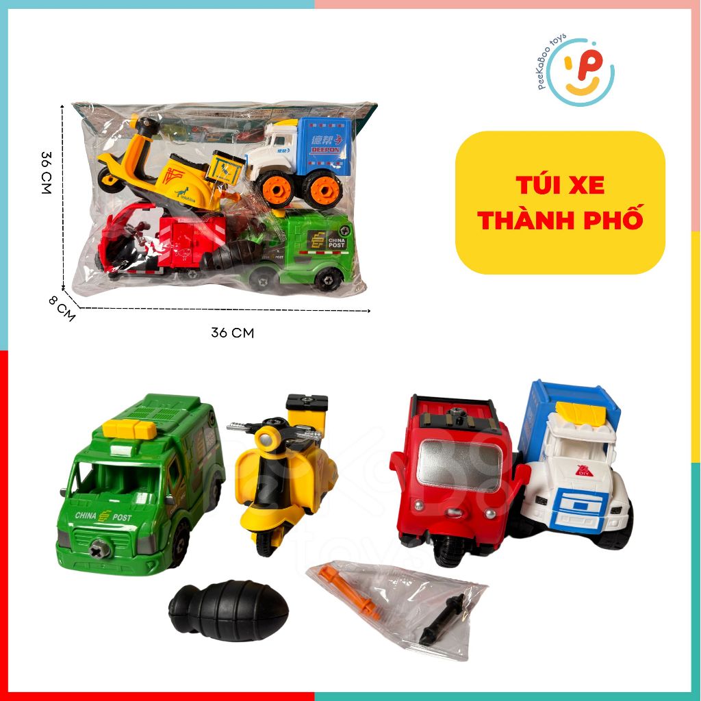 Túi 4 chiếc xe nhựa chạy trớn nhiều mẫu 589