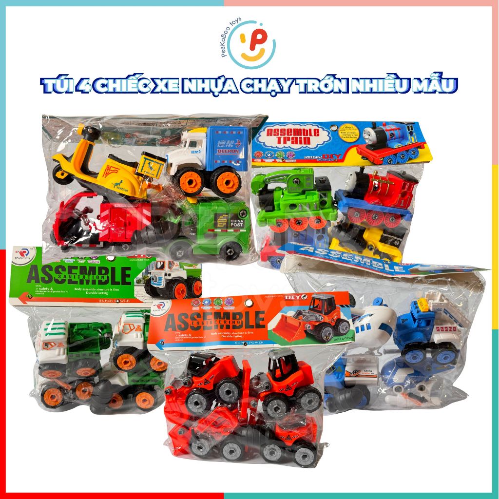 Túi 4 chiếc xe nhựa chạy trớn nhiều mẫu 589