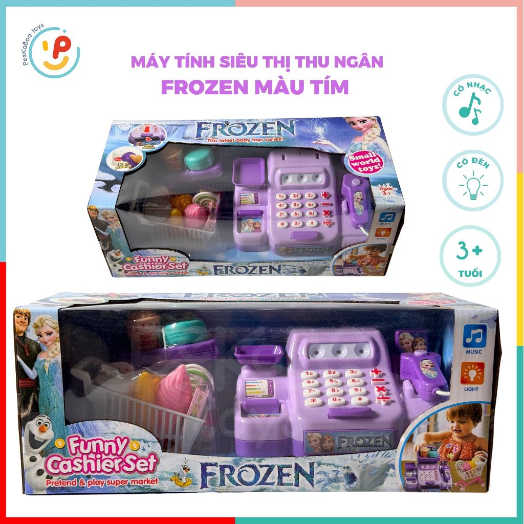 Đồ chơi siêu thị máy thu ngân bán hàng Frozen màu tím 5562 peekabootoys