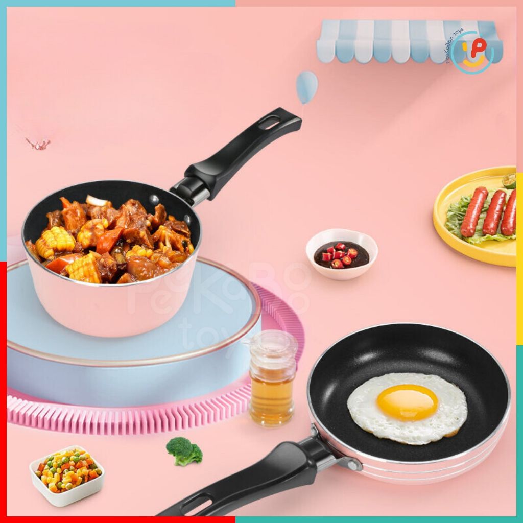 Bộ đồ chơi dụng cụ nhà bếp có bếp từ nấu ăn được cho bé màu hồng 022