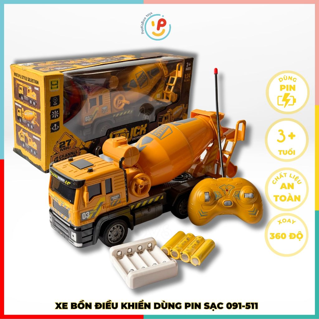 Xe bồn điều khiển dùng pin sạc 091-511 Peekabootoys