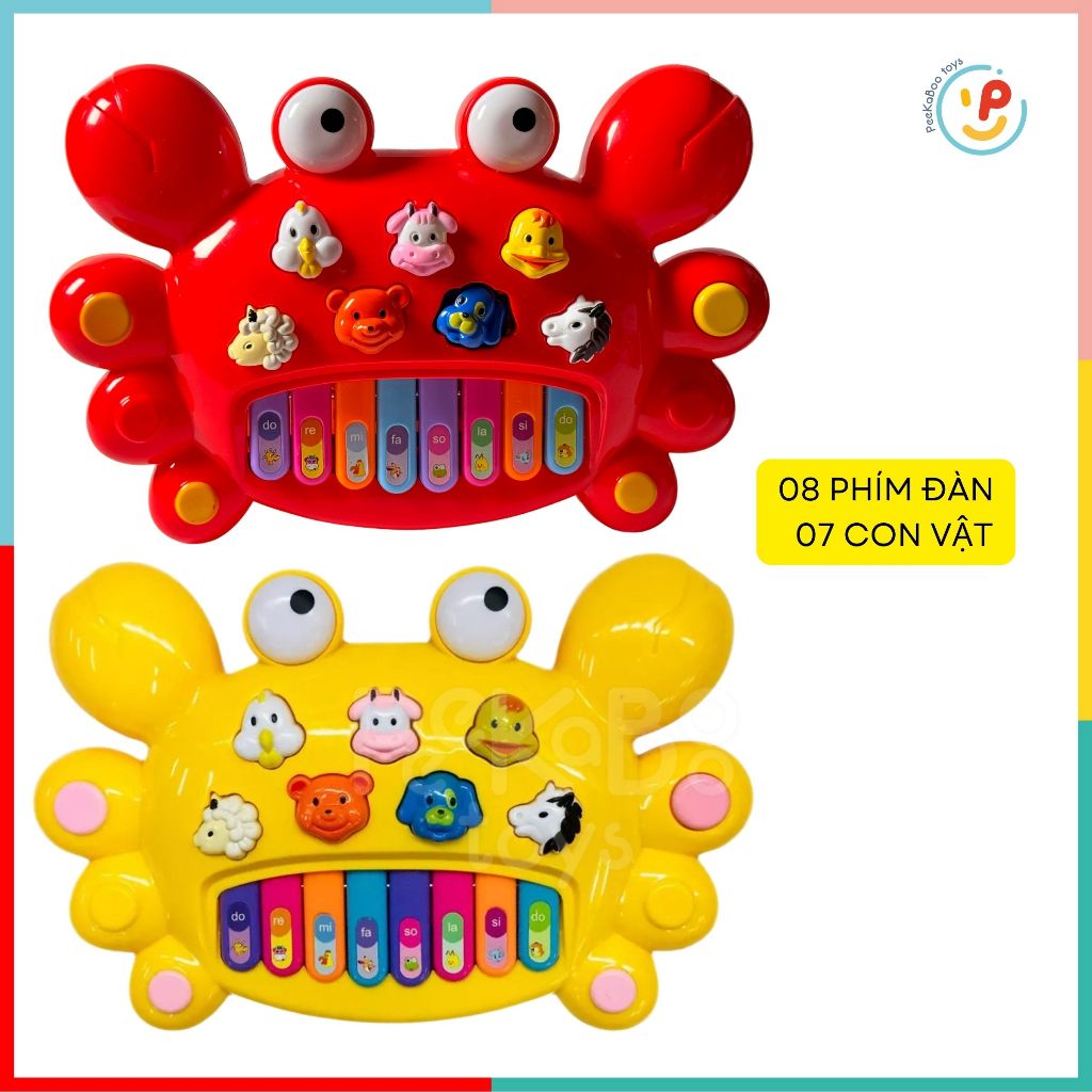 Đồ chơi đàn piano phát ra tiếng kêu của động vật có đèn hình bé cua 222 Peekapaw Toys