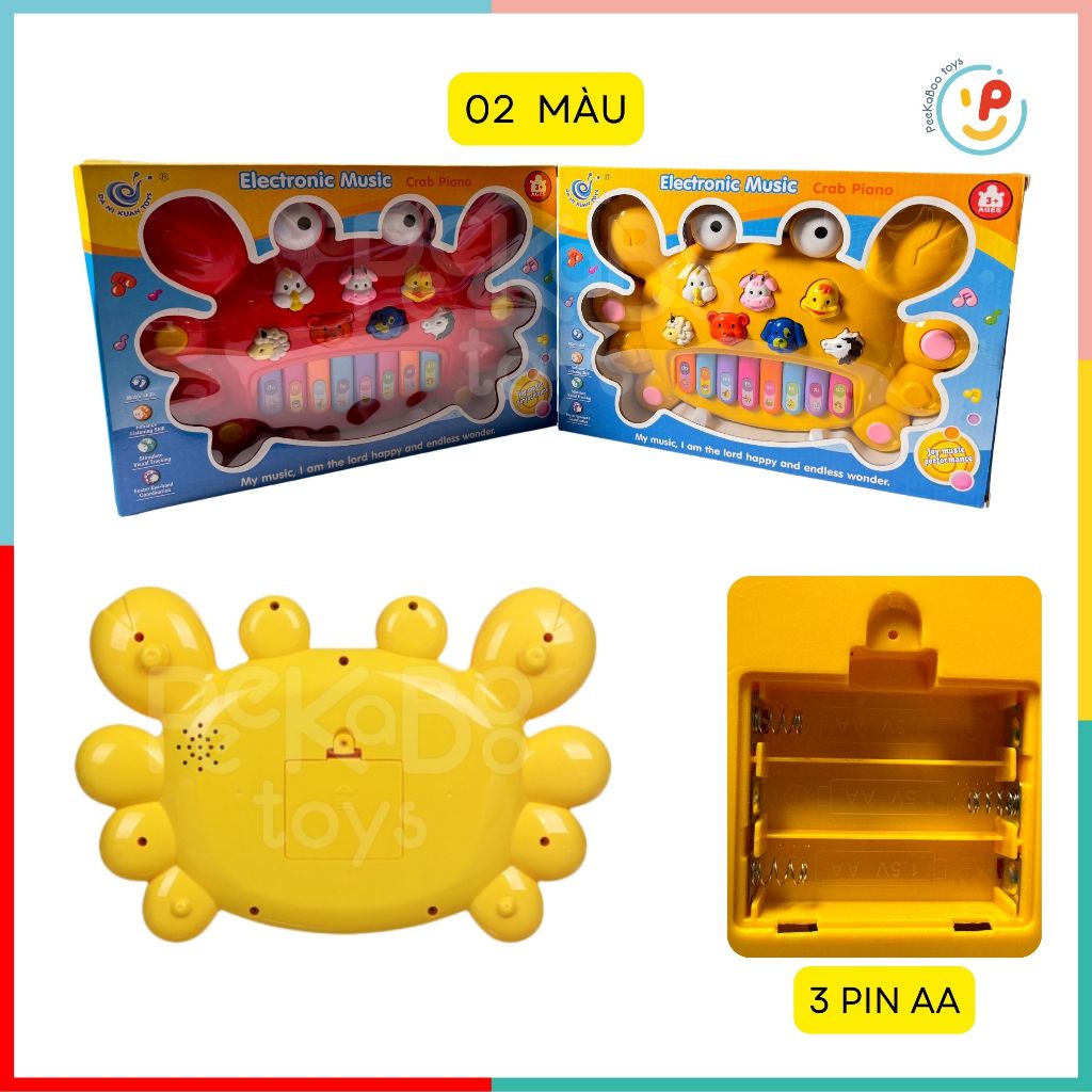 Đồ chơi đàn piano phát ra tiếng kêu của động vật có đèn hình bé cua 222 Peekapaw Toys