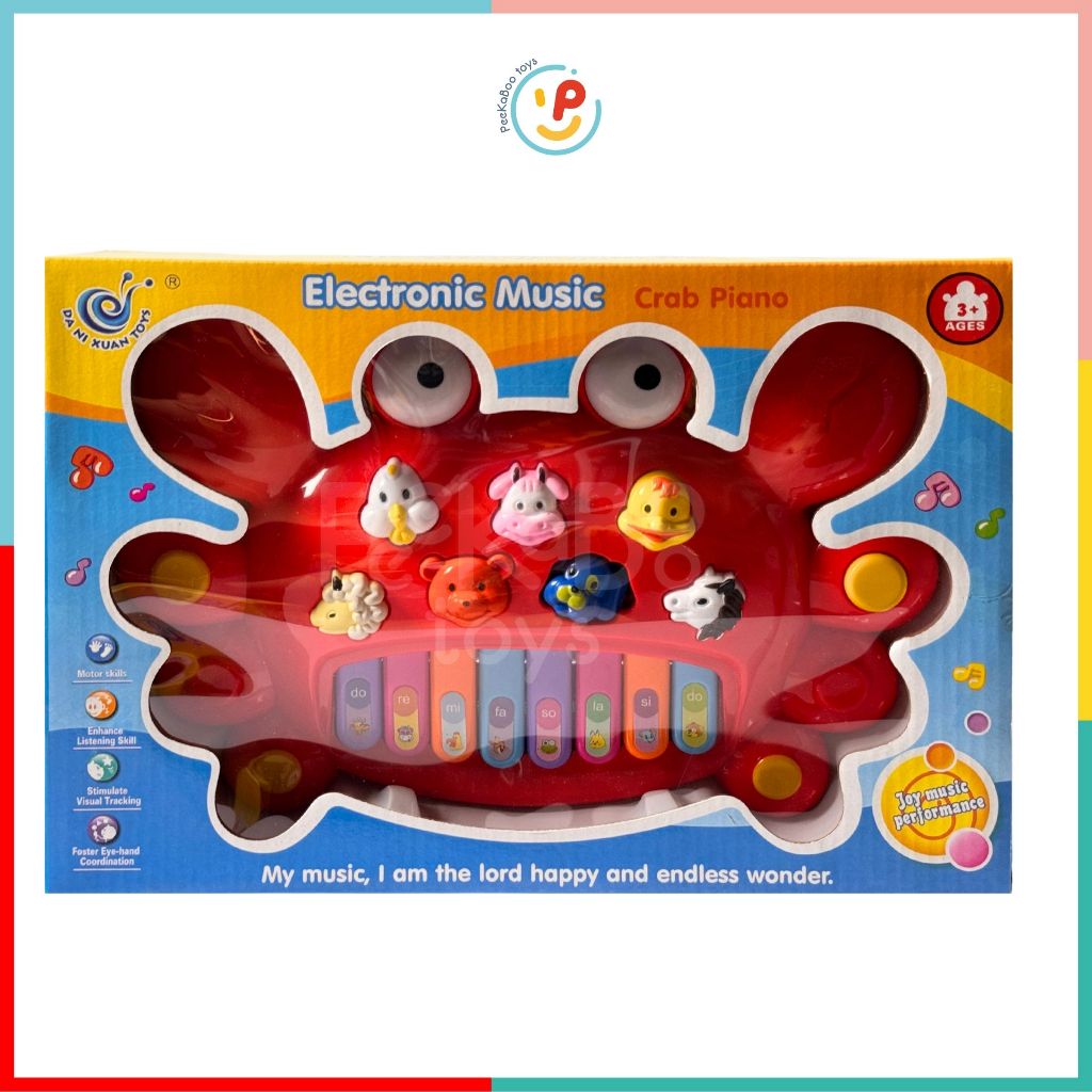 Đồ chơi đàn piano phát ra tiếng kêu của động vật có đèn hình bé cua 222 Peekapaw Toys