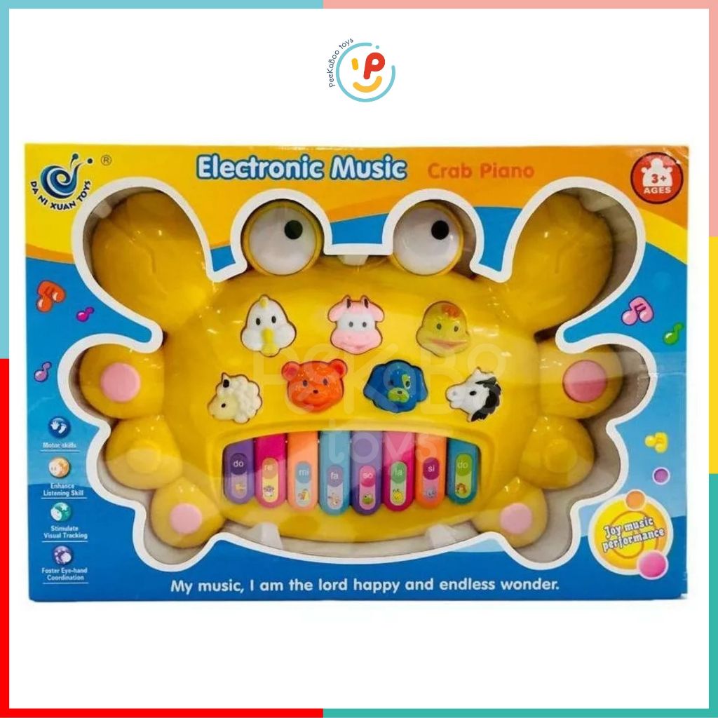 Đồ chơi đàn piano phát ra tiếng kêu của động vật có đèn hình bé cua 222 Peekapaw Toys
