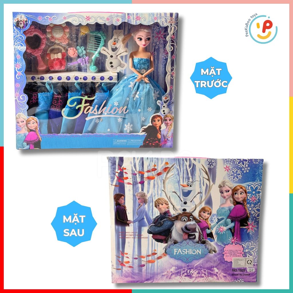 Búp bê công chúa Elsa và phụ kiện hộp vuông 38cm 1929 PeeKaPaw Toys