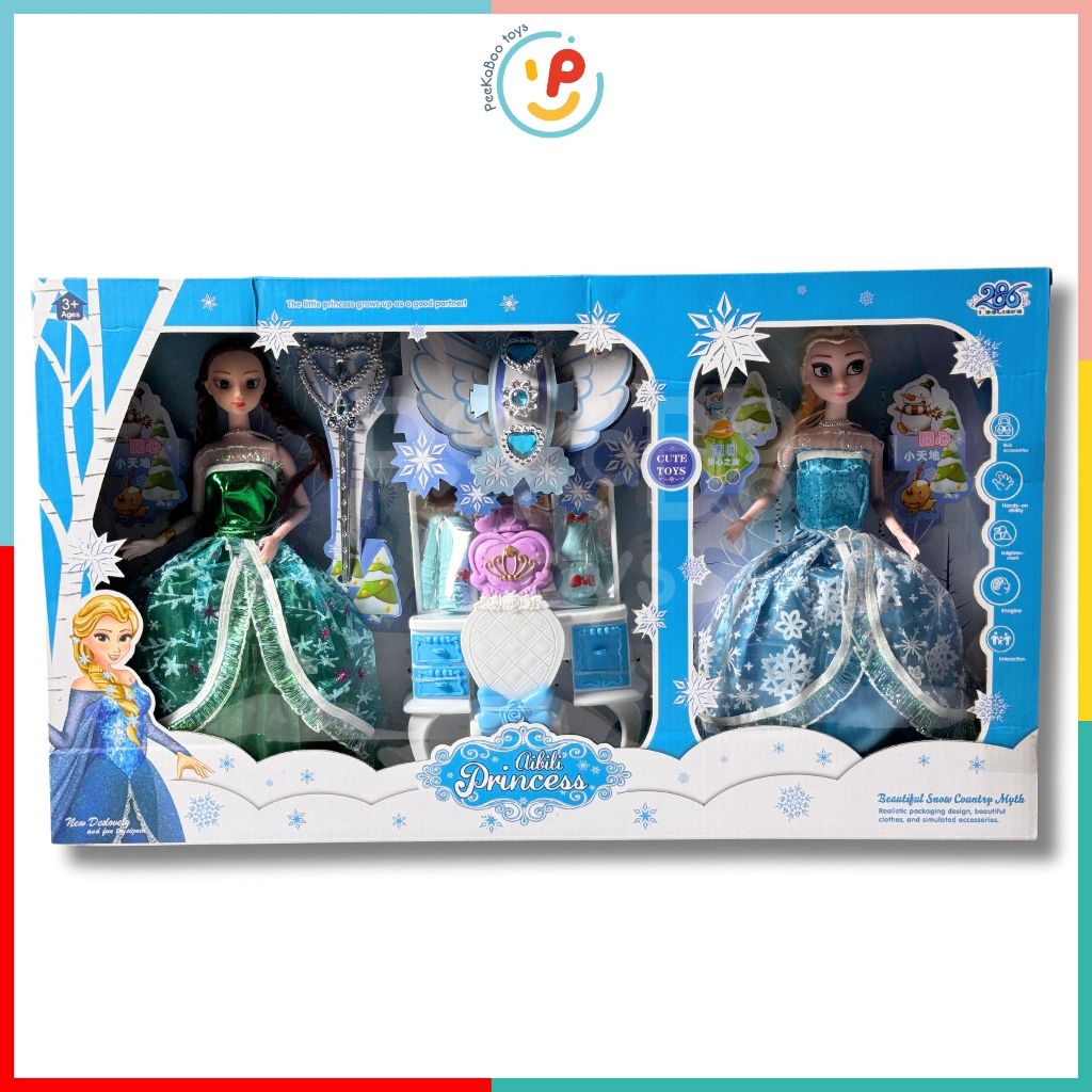 Hộp búp bê công chúa Elsa và Ana phụ kiện 286-68 PeeKaPaw Toys