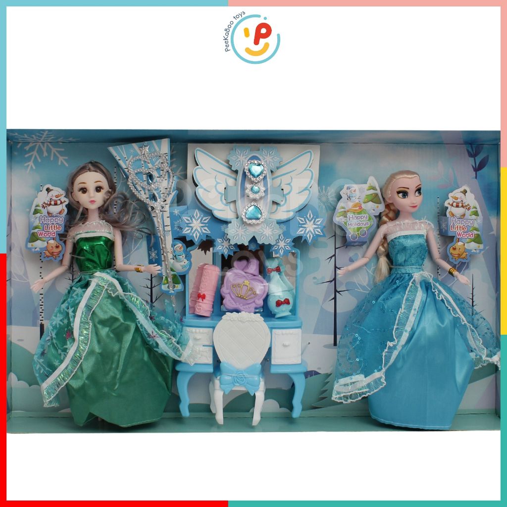 Hộp búp bê công chúa Elsa và Ana phụ kiện 286-68 PeeKaPaw Toys