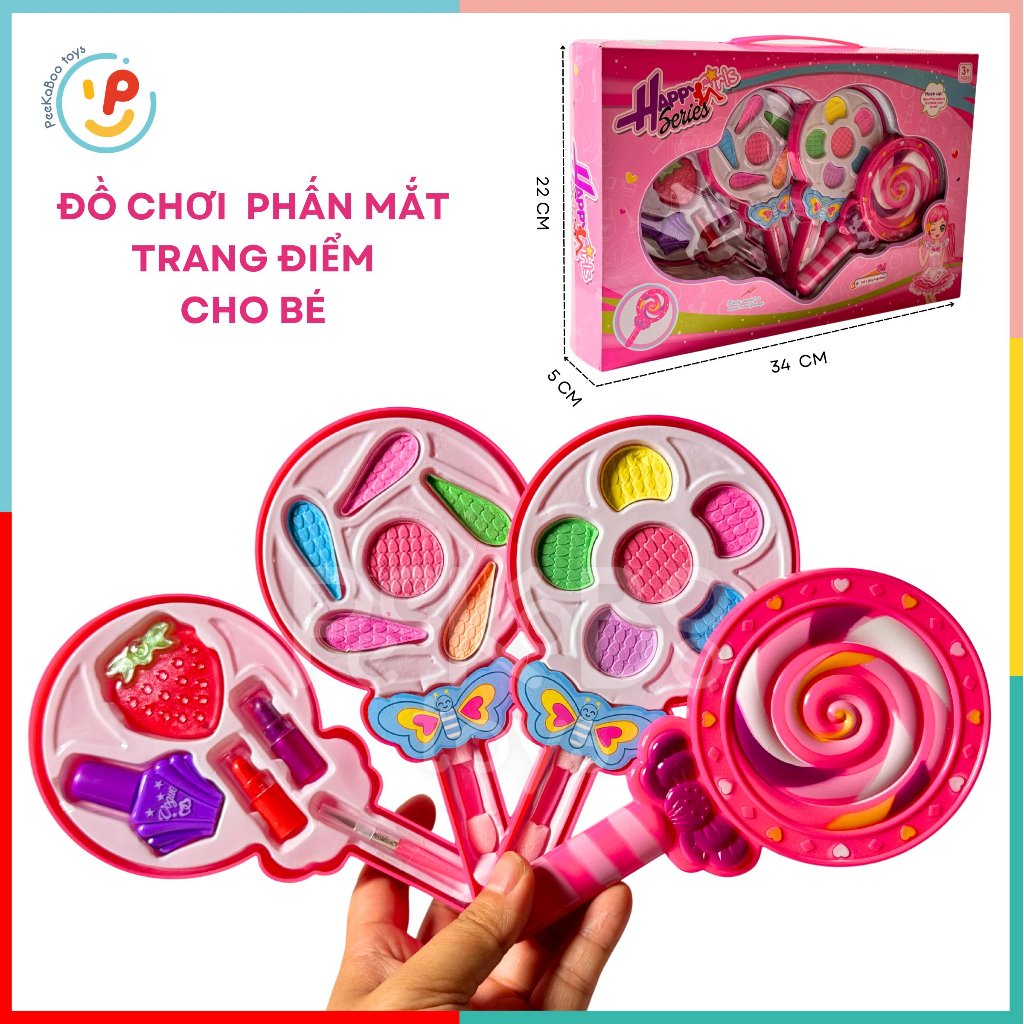 Đồ chơi trang điểm make up phấn mắt son cho bé Lollipop 6895 Peekabootoys