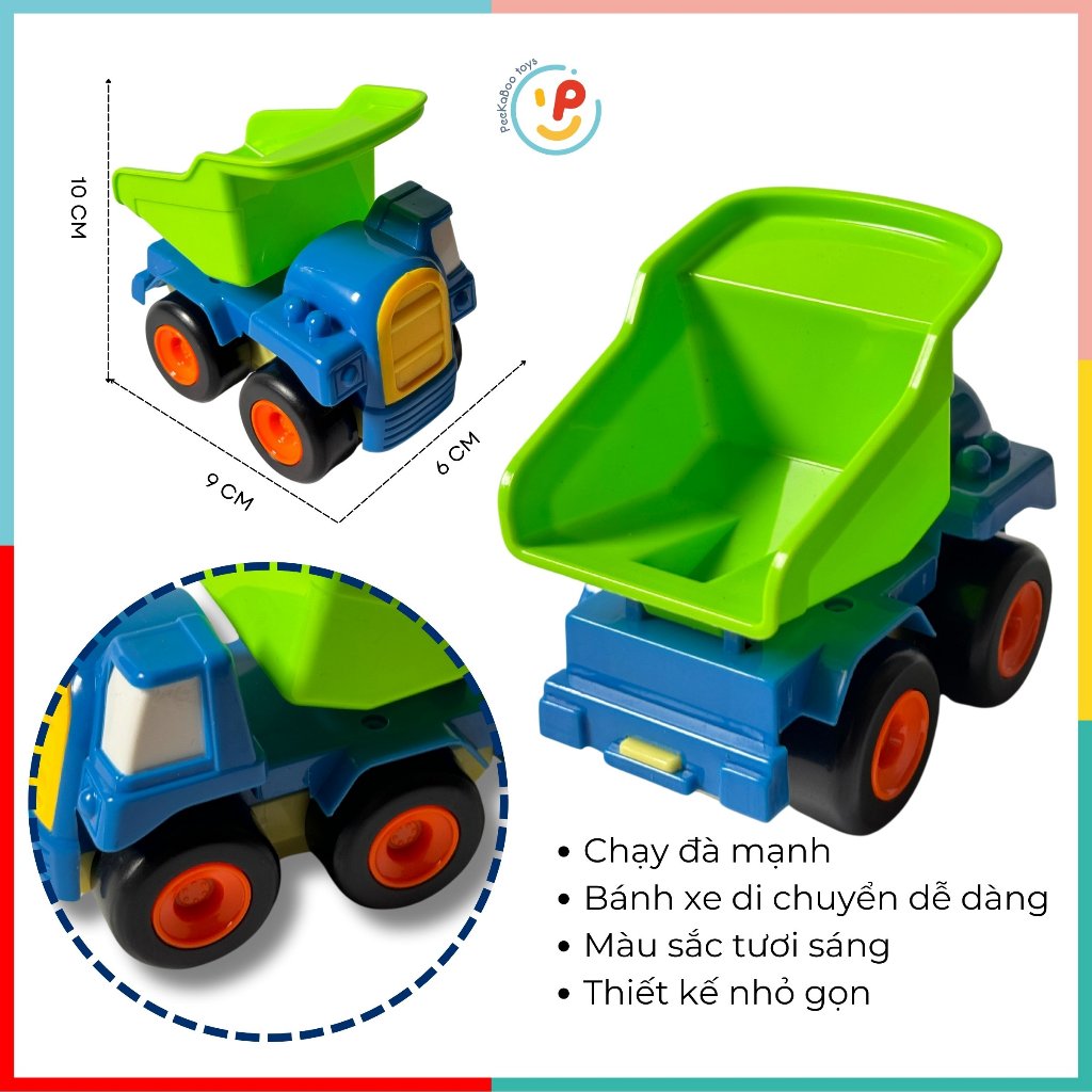 Xe công trình chạy trớn mini nhiều màu Peekabootoys