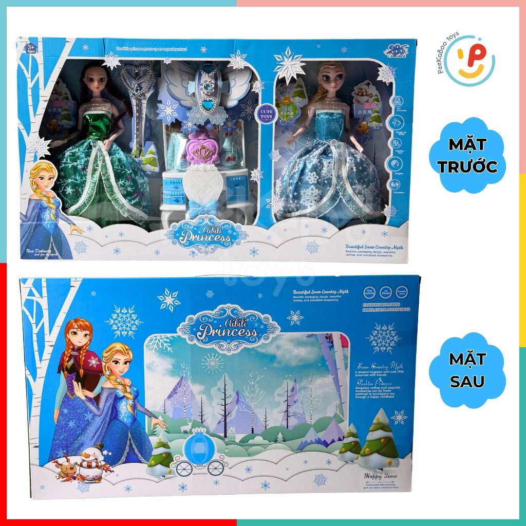 Hộp búp bê công chúa Elsa và Ana phụ kiện 286-68 PeeKaPaw Toys