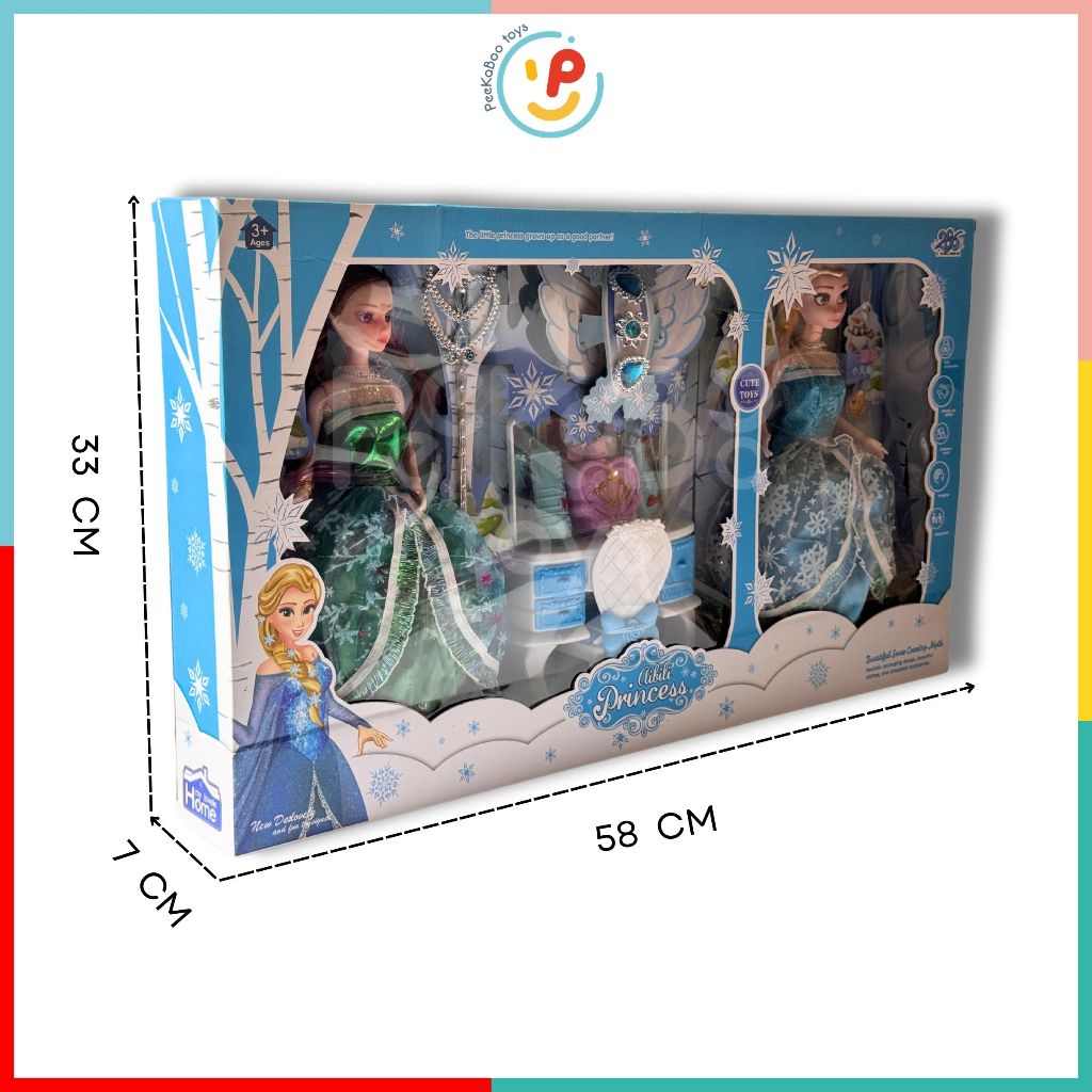 Hộp búp bê công chúa Elsa và Ana phụ kiện 286-68 PeeKaPaw Toys
