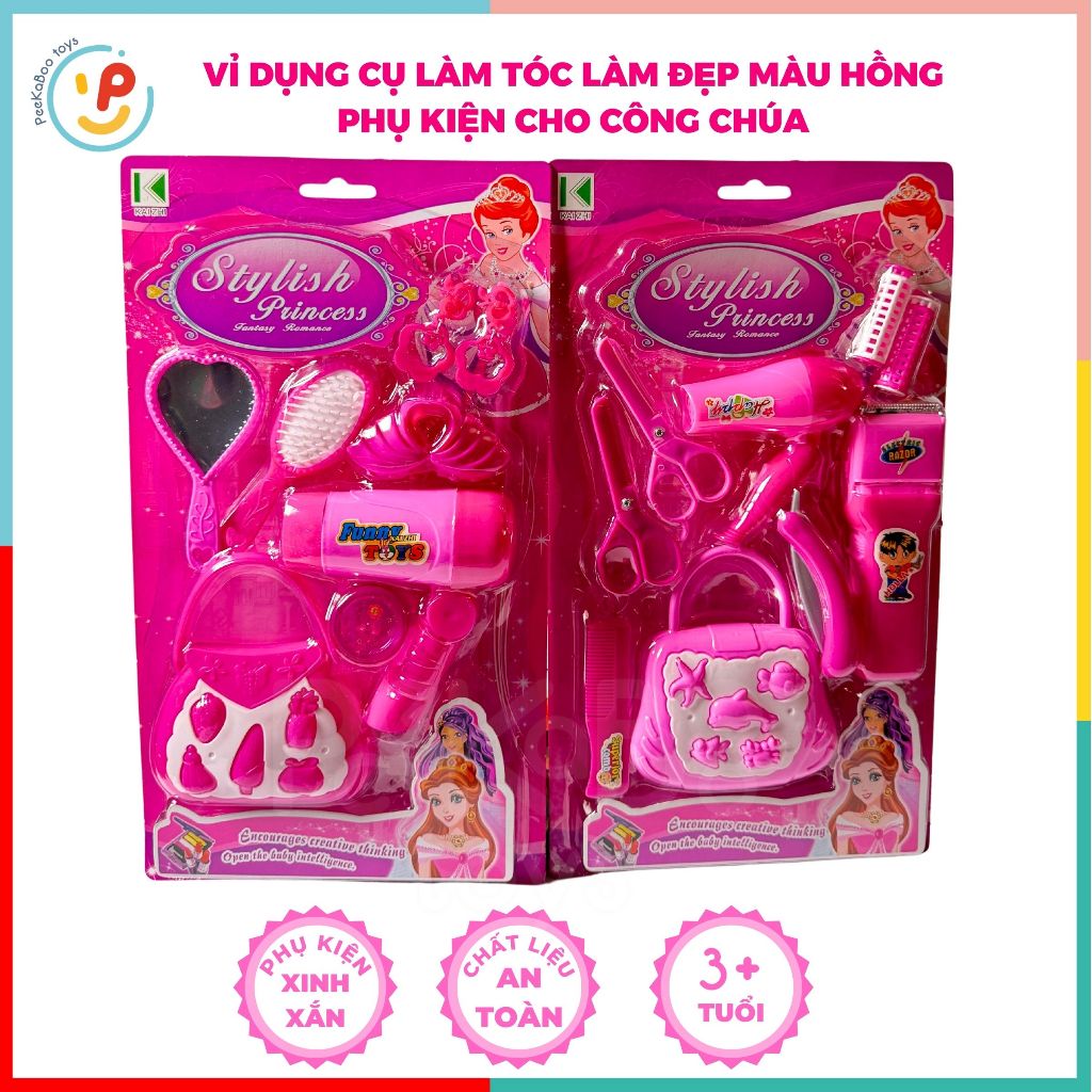 Vỉ dụng cụ làm tóc làm đẹp màu hồng phụ kiện cho công chúa 2393 PeeKaPaw Toys