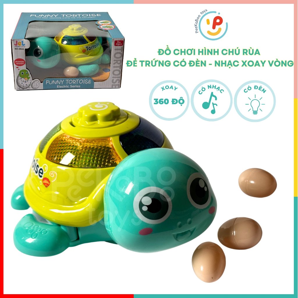 Đồ chơi hình chú rùa đẻ trứng có đèn và nhạc xoay vòng 0622 PeeKaPaw