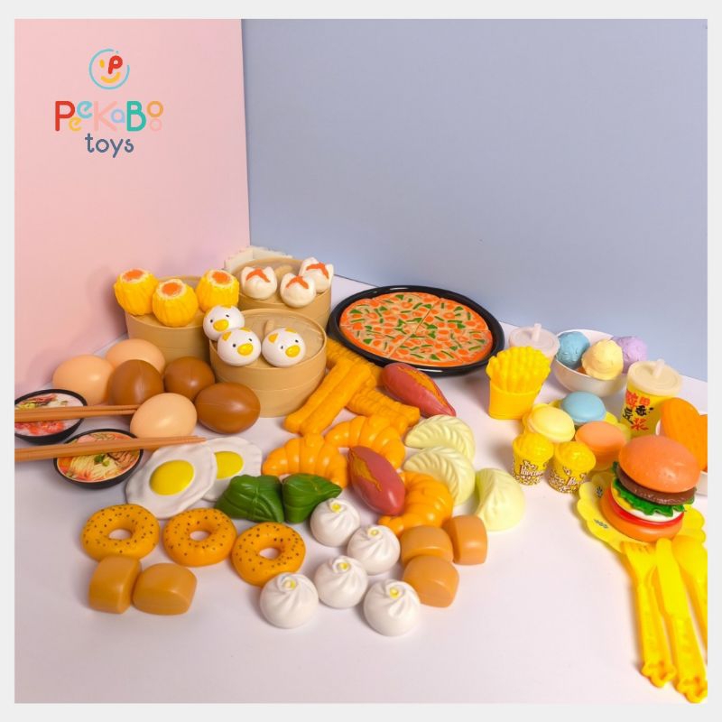 Đồ chơi nấu ăn 88 chi tiết DIMSUM gà rán nồi hấp bánh bao Peekabootoys