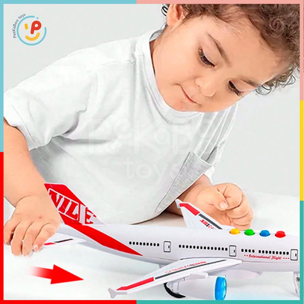 Mô hình máy bay chạy trớn màu trắng Peekabootoys