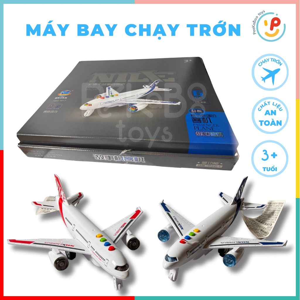 Mô hình máy bay chạy trớn màu trắng Peekabootoys