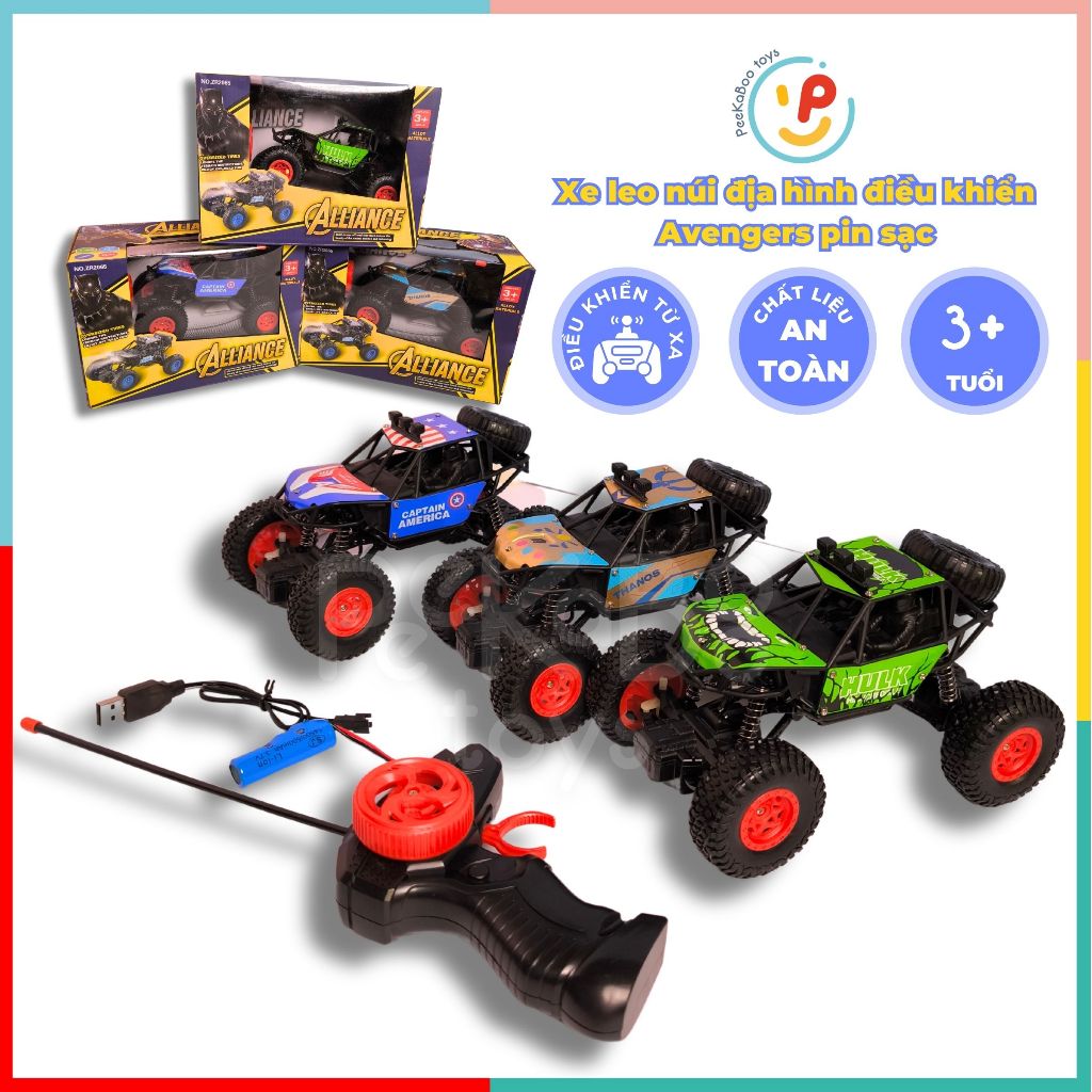 Xe leo núi địa hình điều khiển Avengers pin sạc 2065 peekabootoys