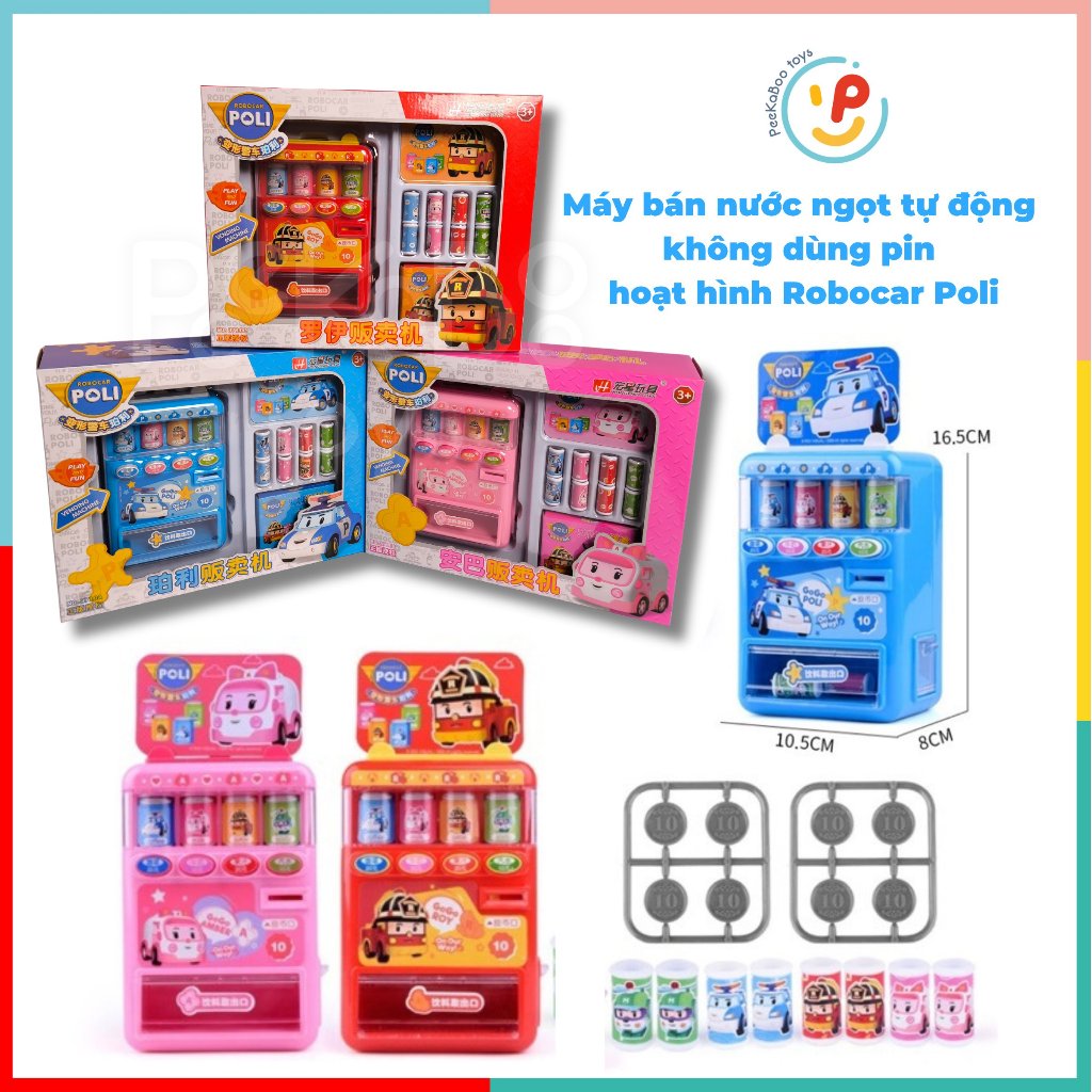 Đồ chơi máy bán nước ngọt tự động không dùng pin hoạt hình Robocar Poli 3710 peekabootoys