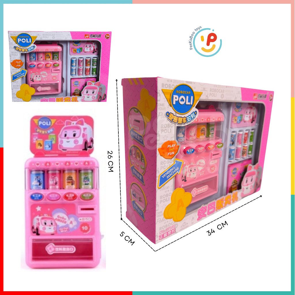 Đồ chơi máy bán nước ngọt tự động không dùng pin hoạt hình Robocar Poli 3710 peekabootoys