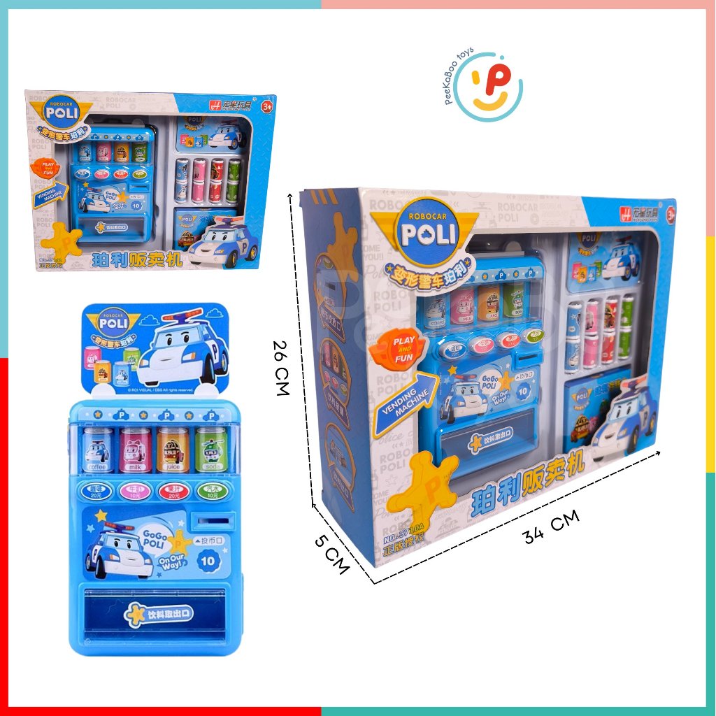 Đồ chơi máy bán nước ngọt tự động không dùng pin hoạt hình Robocar Poli 3710 peekabootoys