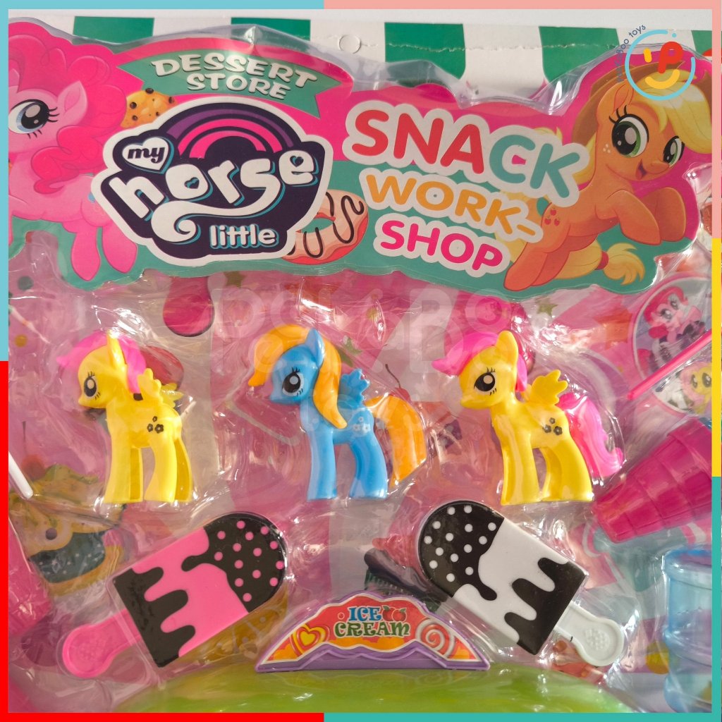 Đồ chơi cửa hàng bánh ngọt xe kem và chú ngựa Poli ép vỉ 1660 PeekaPaw Toys