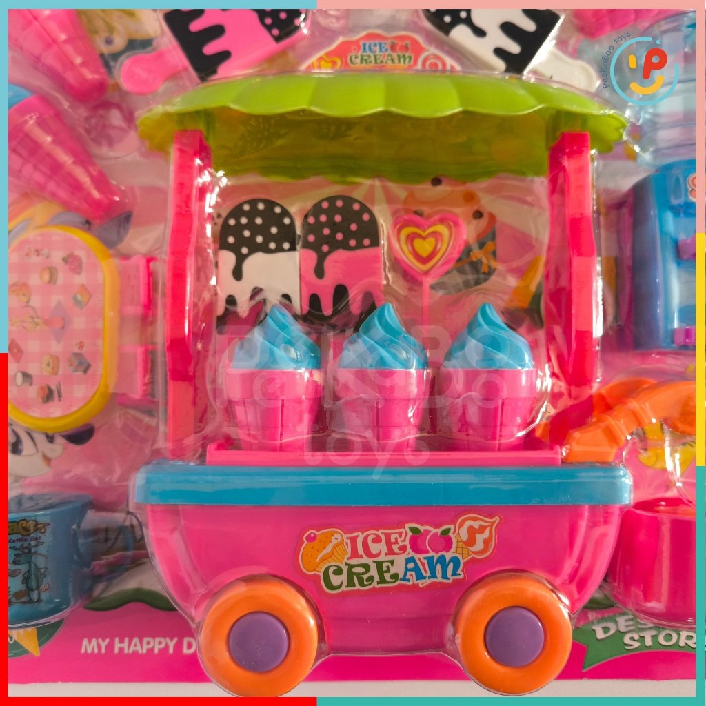 Đồ chơi cửa hàng bánh ngọt xe kem và chú ngựa Poli ép vỉ 1660 PeekaPaw Toys