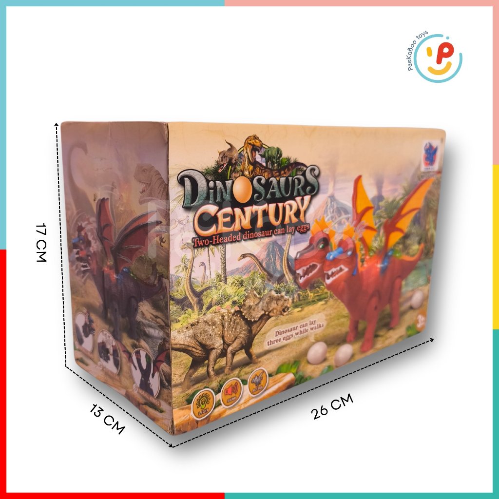 Đồ chơi Khủng long 2 đầu đẻ trứng có đèn và âm thanh 2123 Peekapaw Toys