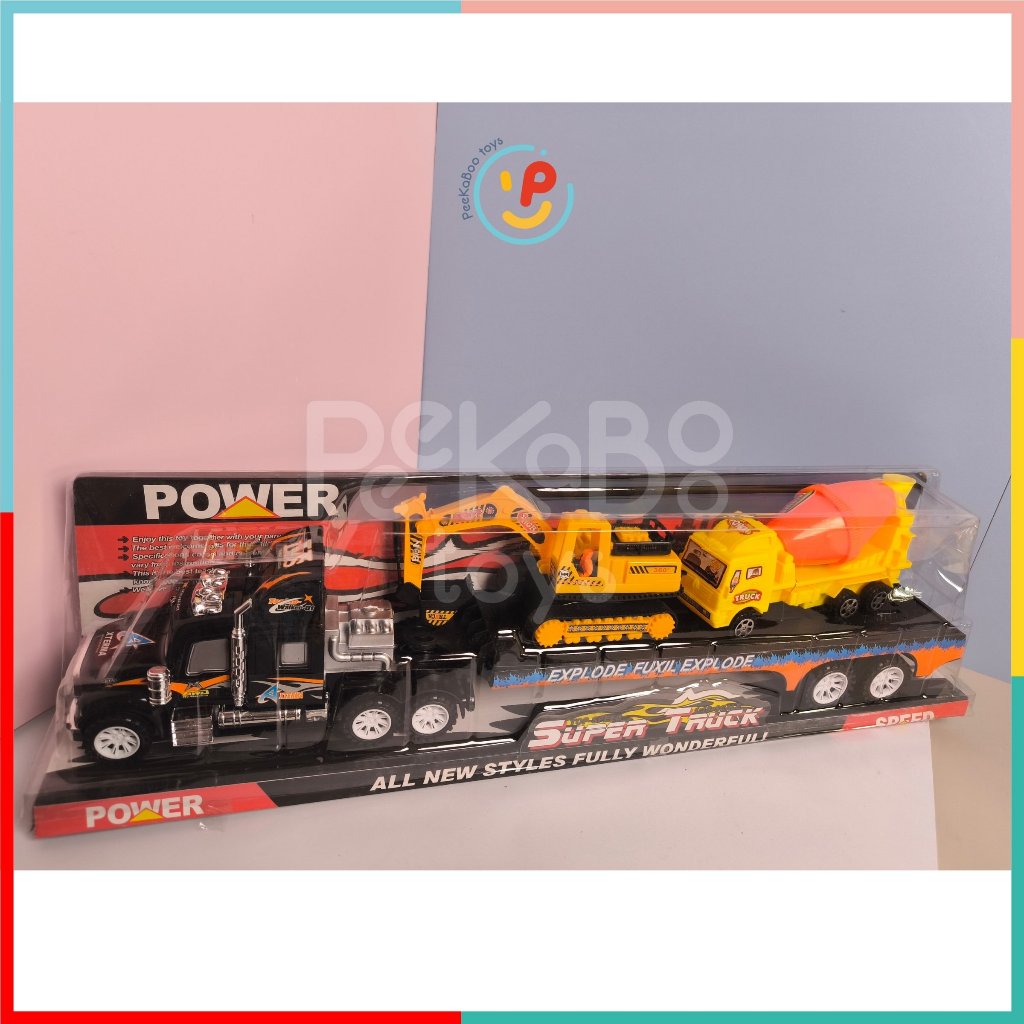 Mô hình xe kéo đầu lớn kèm xe cẩu xe bồn 65 cm 666-15 peekabootoys