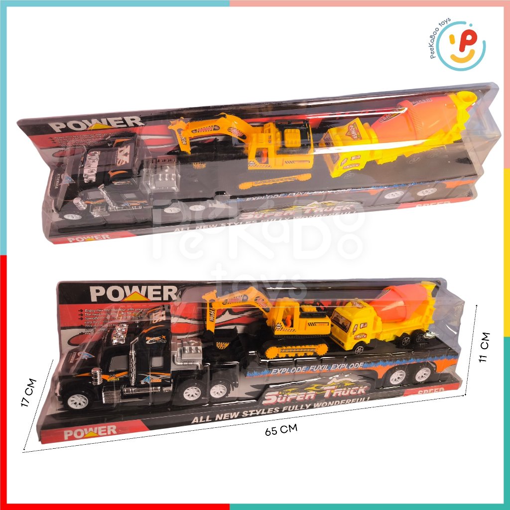 Mô hình xe kéo đầu lớn kèm xe cẩu xe bồn 65 cm 666-15 peekabootoys