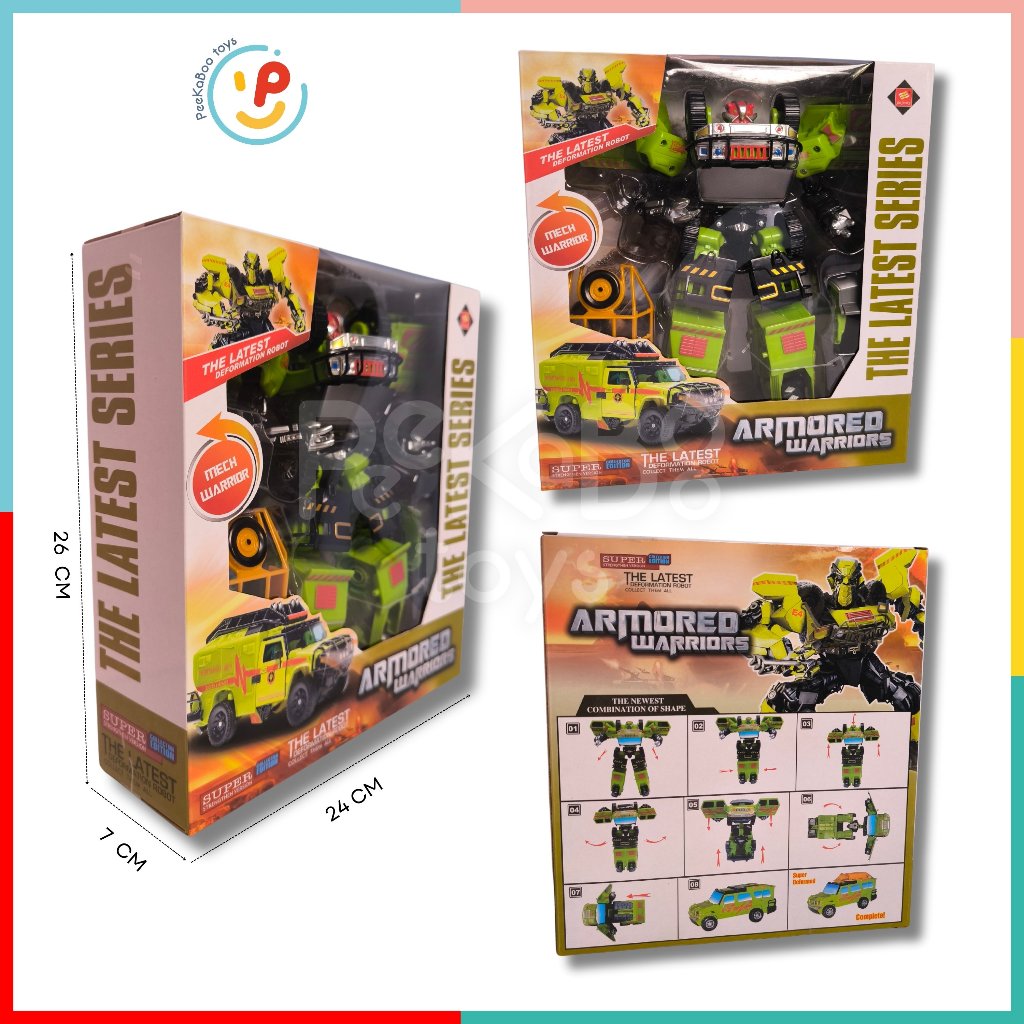 Hộp lắp ráp Robot biến hình xe tải máy bay ARMORED WARRIORS 8001 peekabootoys