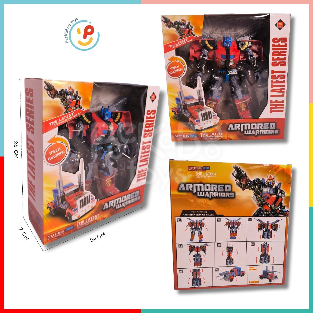 Hộp lắp ráp Robot biến hình xe tải máy bay ARMORED WARRIORS 8001 peekabootoys