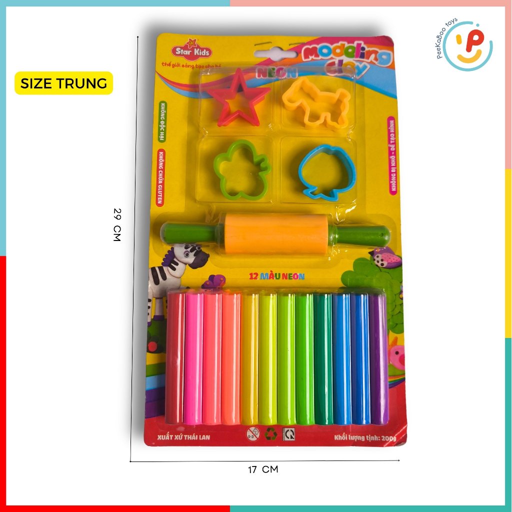 Đồ chơi thủ công nặn đất sét ép vỉ 3 kích cỡ PeeKaPaw Toys