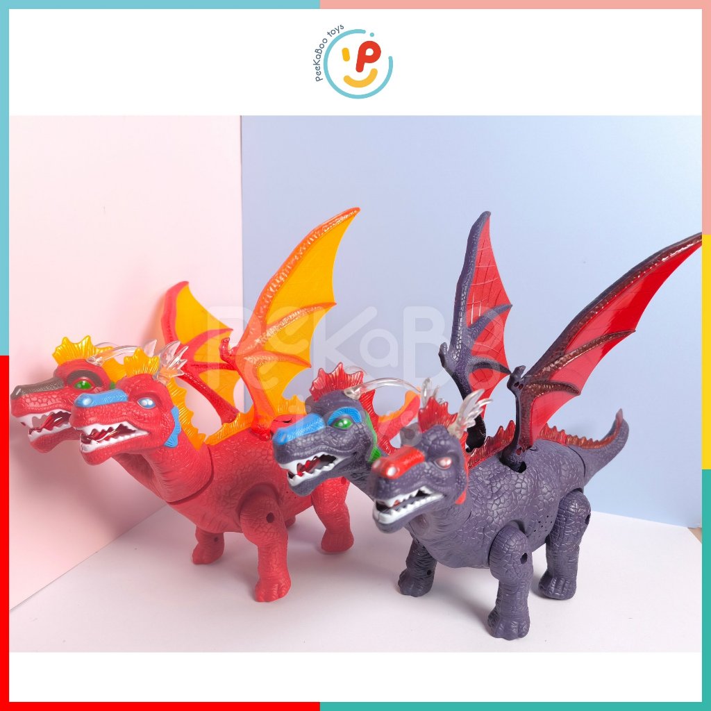 Đồ chơi Khủng long 2 đầu đẻ trứng có đèn và âm thanh 2123 Peekapaw Toys